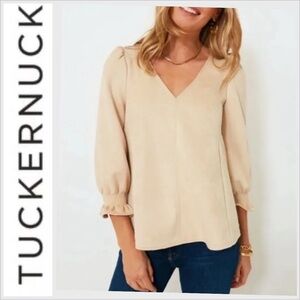Tuckernuck Easton Faux Suede Blouse Bone New Size XL Extra Large